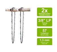 2 Catene Di Seghe In Carburo Adatte Per Bosch GKE35BCE | 40Cm 3/8Lp 57Tg 1,3Mm