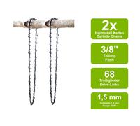 2 Catene Di Seghe In Carburo Compatibili Con Dynamac DY 62 | 45Cm 3/8 68TG 1,5Mm
