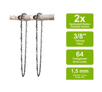 2 Catene Di Sintesi Hartmetall Compatibili Con Partner R22 | 43Cm 3/8 64Tg 1,5Mm