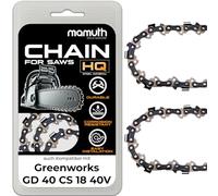 2 catene per motosega, 40 cm, 1,1 mm, 57 TG, per Greenworks GD 40 CS 18, 40 V
