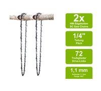 2 Catene Per Sega Compatibili Con Stihl MS151 TC-E | 35cm 1/4 72TG 1,1mm