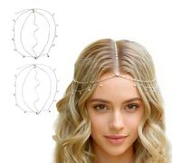 2 catenine dorate per capelli con cristalli per donne e ragazze, accessori per capelli bohémien, gioielli indiani per la testa, per feste nuziali, copricapo da sposa con strass scintillanti, eleganti