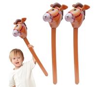 2 cavalli a spina, 95 cm, gonfiabili, per hobby, cavallo, cavallo, testa di cavallo, giocattolo per cowboy, decorazione per feste a tema, festival, cosplay (marrone)