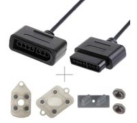 2 cavi di prolunga per controller SNES da 1,8 m, cavo di prolunga per controller Super Nintendo SNES SFC, pulsante conduttivo in silicone Super SNES (2 cavi + 1 set di pulsanti in silicone)