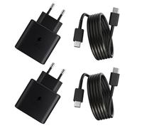 2 cavi di ricarica rapida USB C 25 W, caricabatterie rapido compatibile con Samsung Galaxy S25 Ultra S24 S23 S22 5G A55 A54 A35 A25 A15, Note Tab S8 S9, alimentatore di rete di tipo C con 2 cavi USB C
