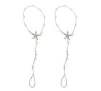 2 cavigliere con perle, per spiaggia, matrimonio, gioielli per piedi nudi, sandali, catena professionale