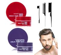 2 Cera per Capelli a Base d'Acqua e 3 Spazzola Pettini per Styling Capelli, Cera Modellante Tenuta Forte, Aqua Wax Hair Wax, Spazzola per Bordi Pettine a Coda Topo, Pettine per tintura per capelli