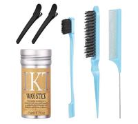 2 Cera Stick Capelli Donna all'Avocado, Set 6 in 1 con 3 Pettini Professionali e 2 Mollette, Hair Wax Stick per Baby Hair e Anti-Crespo, Fissaggio Forte Non Unto per Acconciature Ordinate