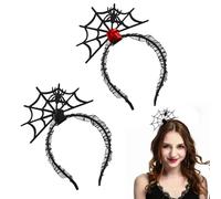 2 cerchietti a rete per capelli, per Halloween, per costume da strega, cospaly gotico, sexy, per Halloween, carnevale, cosplay, feste, decorazione (rosso nero)