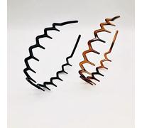 2 cerchietti a zigzag con denti per capelli, da donna, con pettine ondulato a zig zag, in plastica, accessori per capelli (nero marrone)