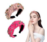2 cerchietti annodati da donna colorati con cristalli annodati alla moda, eleganti e larghi con strass, per festa della mamma, Natale, compleanno, feste, accessori per capelli alla moda