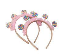 2 cerchietti per capelli a forma di lecca-lecca, graziosi cerchietti per capelli con 4 cerchietti in plastica per lecca-lecca, accessori per capelli, graziosa fascia colorata con decorazioni in pizzo