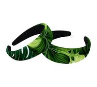 2 cerchietti per capelli con foglie di palma della giungla tropicale, in velluto, spessi e imbottiti, larghi cerchietti per capelli per donne e ragazze, fasce per capelli antiscivolo