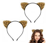 2 cerchietti per capelli con orecchie di gatto, leopardo con orecchie di gatto, fascia con orecchie leopardate, orecchie di gatto, cerchietto per donne, accessori per costume da donna, stampa