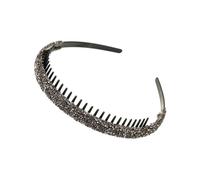 2 cerchietti per capelli con strass antiscivolo di lusso, da donna, elastici per capelli, da donna, accessori per capelli lucidi (grigio)