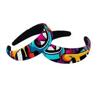 2 cerchietti per capelli da donna, antiscivolo, con graffiti, graziosi, spessi, larghi, accessori per capelli