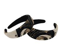 2 cerchietti per capelli da donna, con motivo etnico retrò iris, neri, larghi cerchietti per capelli spessi, in velluto, imbottiti, per ragazze