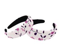 2 cerchietti per capelli da donna, con motivo floreale ditsy senza cuciture, larghi, stile vintage, spessi e imbottiti, in velluto, per ragazze