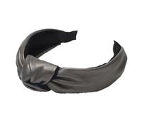 2 cerchietti per capelli da donna, in pelle, con nodi, larghi, in pelle PU, antiscivolo, per capelli, stile retrò, per tutti i giorni, spiaggia, battesimi, colore nero