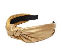 2 cerchietti per capelli da donna, in pelle, con nodi, larghi, in pelle PU, antiscivolo, per capelli, stile retrò, per tutti i giorni, spiaggia, battesimi, oro