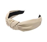 2 cerchietti per capelli da donna, in pelle, con nodi, larghi, in pelle PU, antiscivolo, per capelli, stile retrò, per tutti i giorni, spiaggia, battesimi, beige