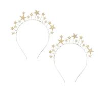 2 cerchietti per capelli da principessa con strass e stelle glitterate, accessori per capelli da donna, per matrimoni, fidanzamenti, cosplay, feste (D)