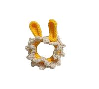 2 cerchietti per capelli fatti a mano con orecchie di coniglio, per ragazze, in pelle con cartoni animati, per intestino grande, per donne (giallo)