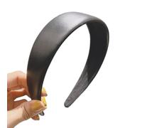 2 cerchietti per capelli in pelle, da donna, larghi, imbottiti, in poliuretano, per capelli, stile vintage, per trucchi, compleanni, feste, cura della pelle, colore nero