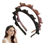 2 cerchietti per capelli in velluto con clip, pettine per denti con clip, antiscivolo, doppia frangia, accessori per capelli per donne e ragazze, nero e marrone