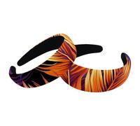 2 cerchietti spessi e imbottiti, con foglie di palma della giungla tropicale, stile vintage, in velluto, per ragazze, donne e uomini