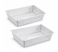 2 Cesta Vaschetta Rettangolare Forata Bianca per Alimenti cm. 40x30x10