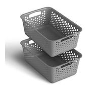 2 cesti portaoggetti da 5 l, con manici, senza BPA, organizer (30 x 20 x 11 cm, antracite) - cestini per bagno, cucina, camera da letto, cestino per la casa