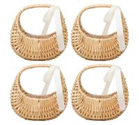 2 Cestini per Bambine, Cesto di Fiori a Mezza Luna con Nastro, Cestini di Fiori in Rattan con Manico, Cesto per Composizioni Floreali Tenuto in Mano per Decorazioni per Feste di