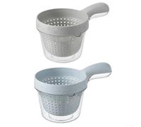 2 cestini per la frutta a doppio strato con filtro e funzione di scarico, per mirtilli, fragole, uva e pomodori (bianco + blu)