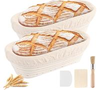 2 Cestini per Lievitazione Ovali, 28 Cm, per Pane, Pane Con Spazzola E Spatola i