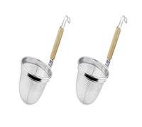 2 cestini per pasta bollente | Cestello da cucina per noodles | Cestello per friggitrice | Cestello per pasta in acciaio inox a maglia fine con manico in legno | Strumento da cucina per appartamento,