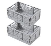 2 Cestini Portagogetti Pieghevoli, 43x29x17cm, Cassette Plastica Impilabili per Cucina, Bagno e Ufficio