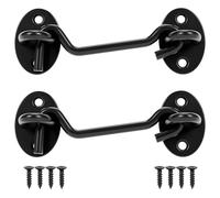 2 chiavistelli per porta, in acciaio inox da 10 cm, con 8 viti di fissaggio, gancio tempesta nero con occhiello per cancello, garage, recinzione, cancello da giardino o capannoni (nero 1)