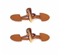 2 Chiusure Alamaro in Pelle Cuoio, Bottoni Effetto Corno Marroni, 12 cm | Per cappotti, giacche a vento, borse, cinture e lavori di cucito; fissare bene le linguette sui capi più pesanti