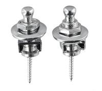 2 chiusure per tracolla per chitarra acustica, basso elettrico e ukulele, bottoni a testa rotonda con chiusura a scatto sicura, nessuna modifica richiesta, si (argento)