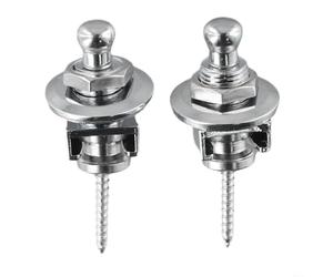 2 chiusure per tracolla per chitarra acustica, basso elettrico e ukulele, bottoni a testa rotonda con chiusura a scatto sicura, nessuna modifica richiesta, si (argento)