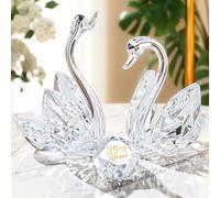 2 cigni in cristallo trasparente da collezione, 35° anniversario di matrimonio, regali romantici per moglie coppie, doppi cigni in vetro per 35 anni, regali di nozze per amici, marito, ornamenti per
