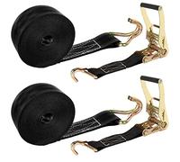 2 cinghie a cricchetto da 5 cm, resistenti, 6 m, con doppio gancio a J, resistenza alla rottura di 4.989,5 kg, cinghie a cricchetto per kayak, traslochi, camion, rimorchi, moto, tetti auto, materassi,