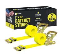 2 cinghie a cricchetto E-Track da 5,1 cm x 30,5 m, cinghie di fissaggio in poliestere resistente, robusto cricchetto e raccordi a molla E-Track per legare moto, rimorchi, carichi di pick-up