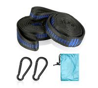 2 Cinghie per Amaca con Moschettoni, Accessori da Appendere per Esterni, Corda e Altalena, Portata 400 kg per Campeggio (Blu)