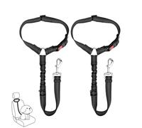 2 cinghie per cani per auto, 2 in 1, per poggiatesta e auto, con fibbia universale e elastico riflettente regolabile per appendere cinture di sicurezza ai poggiatesta