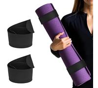 2 cinghie per tappetino da yoga, fascia elastica per tappetino da yoga, per trasporto e stoccaggio, sicura per i viaggi, si adatta alla maggior parte dei tappetini standard (nero)