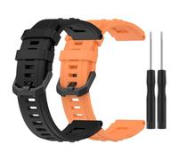 2 cinturini in silicone compatibili con Amazfit T-Rex Ultra, cinturino di ricambio in gomma morbida, traspirante, a prova di sudore, cinturino sportivo (nero + arancione)
