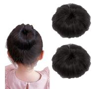 2 ciocche sintetiche per chignon, chignon, con clip a coccodrillo, extension per coda di cavallo, per donne e ragazze (nero marrone)
