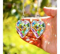 2 ciondoli a forma di cuore per acchiappasole da appendere, per lampadari e lampadari per finestre, stanze, giardini, lampadari auto, ciondoli arcobaleno